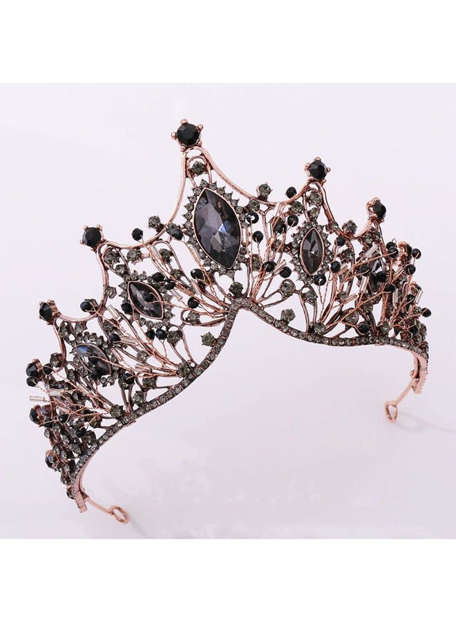 ZaneGear Crystal Wedding Crowns, Baroque Queen Crowns, Costume Party Hair Accessories, for Women and Girls(Black Crown) - Image 2